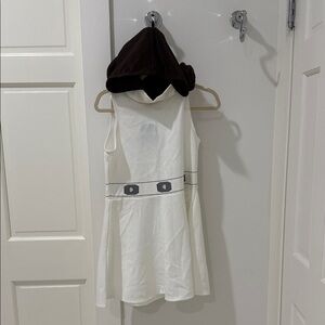 Star Wars dress. White Sleeveless Dress with Brown Hood